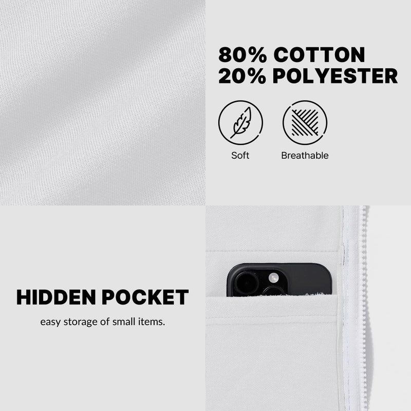 Ohoo Men's Zip Up Hoodie Lightweight Slim Fit Sweatshirt Full Zip Hooded Jacket / DCF002-WHITE-M - Image 5